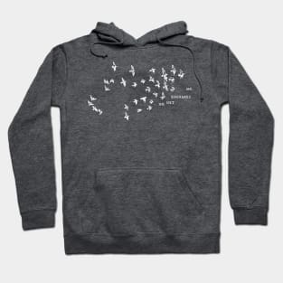 "No net ensnares me" + flock of birds - Jane Eyre quote, Charlotte Bronte (white text) Hoodie